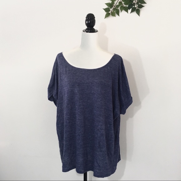 Eileen Fisher Tops - Eileen Fisher Navy Blue 100% Linen Boxy Tee